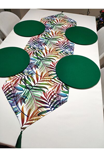 Viemso Colorful Tropical Leaf Pattern Runner, 2-Piece Charger Case (Excluding Wooden Charger Plates)