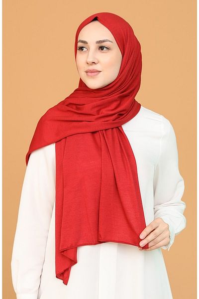 Afilva Women's Plain Combed Shawl Red
