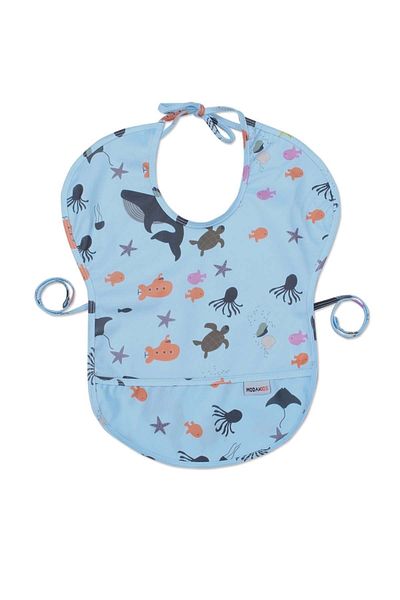Modakids Submarine Printed Waterproof Fabric Fabric Liquid Proof Size Adjustable Baby Food Bib