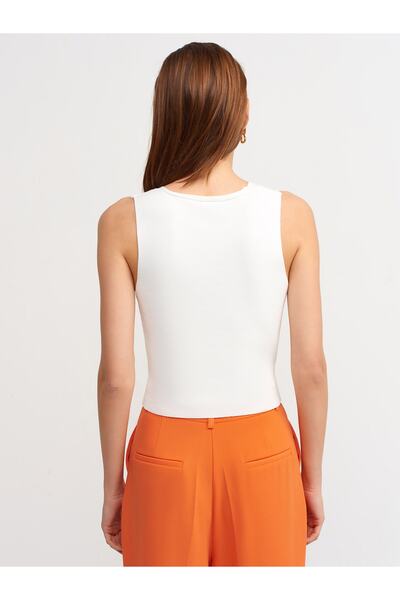 Dilvin Side V-Neck Knitwear Crop Blouse