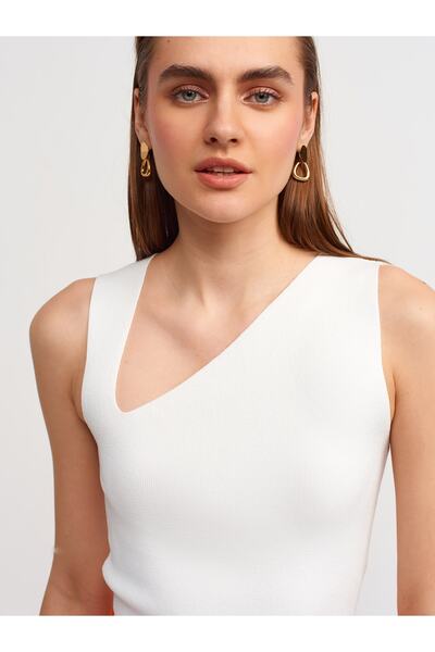 Dilvin Side V-Neck Knitwear Crop Blouse