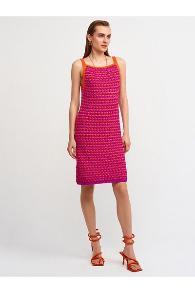 Dilvin 90115 tricotaje texturate groase Rochie-zmeura