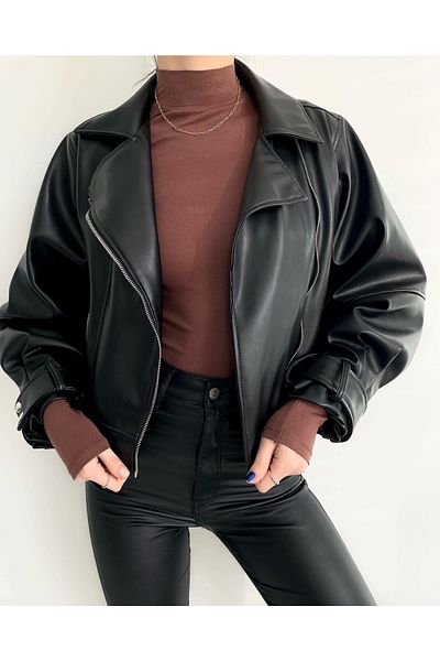 Ekim Store Lederjacke mit breiten Ärmeln