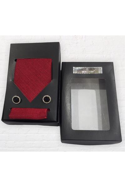 GİORGİ CORN Kırmızı Kendinden Desenli Kravat