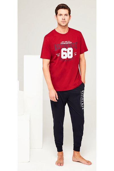 Mod Collection Men's Claret Red Sports Pajama Set