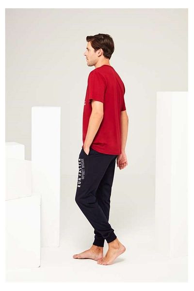 Mod Collection Men's Claret Red Sports Pajama Set