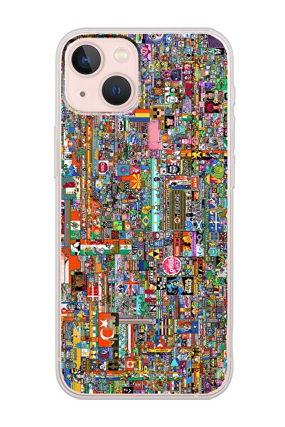 Spoyi Iphone 13 R/place Hatıra Tasarımlı Şeffaf Telefon Kılıfı