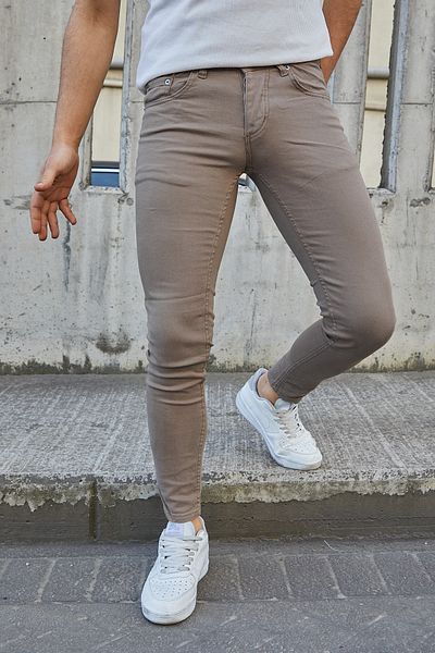 MODAMESTO Ανδρικό παντελόνι Camel Slim Fit Lycra Gabardine