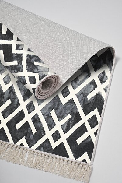 Alanur Home Eco Djt Washable Non-Slip Base 3-Piece Bedroom Set S5039 Scandinavian Gray