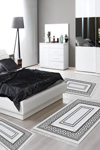 Alanur Home Eko Trend Djt Πλενόμενη αντιολισθητική βάση 3 τεμαχίων κρεβατοκάμαρας 651m Μοντέρνο Γκρι