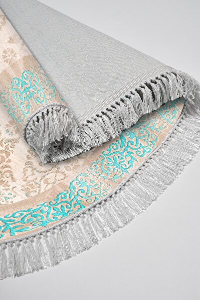 Alanur Home Eco Trend Djt Washable Non-Slip Base Oval 3-Piece Bedroom Set 1376 Classic Turquoise