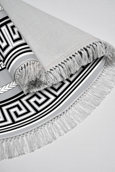 Alanur Home Eco Trend Djt 2 Piece Washable Non-Slip Base Oval Bathroom Mat 651m Modern Gray (60 X 100 - 50 X 60)