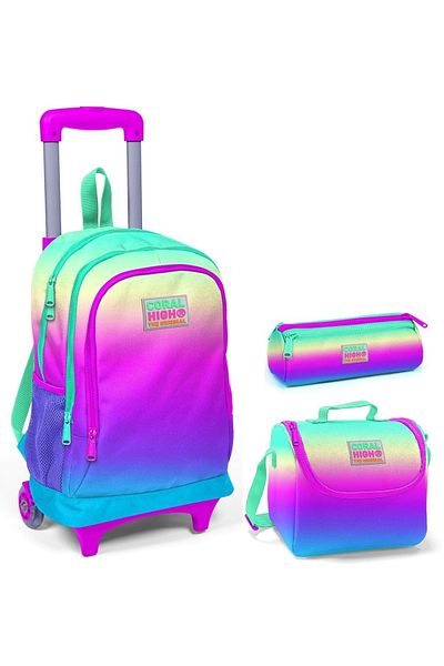 Coral High Pink-Green Blue Squeegee Set for Girl, Lighted Wheels