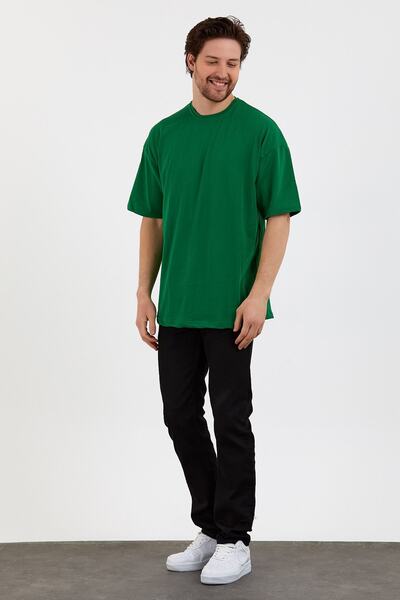 TA COLLECTİON Tricou verde unisex, supradimensionat, cu croială lejeră