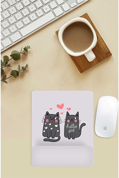 Gizeo Concept Mouse Pad cu model de pisici îndrăgostești cu suport pentru încheietura mâinii