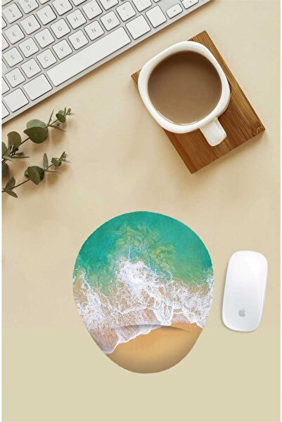 Gizeo Concept Mouse Pad cu model de mare și plajă cu suport pentru încheietur...