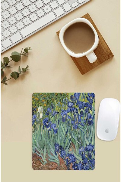 Gizeo Concept Mouse Pad cu model Van Gogh Irises cu suport pentru încheietura mâinii