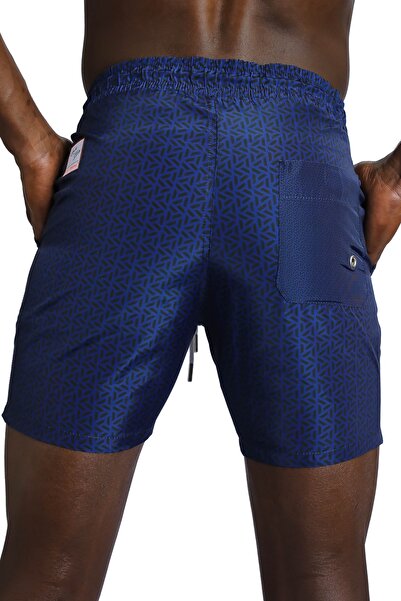 Enzo Stanley Erkek Desenli Lacivert Deniz Şortu