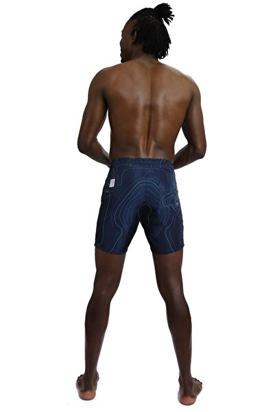 Enzo Stanley Erkek Desenli Lacivert Deniz Şortu