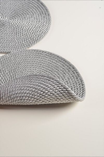 Natural Dowry Margarite Grey Washable Poly Straw Rope Σαλόνι Τραπέζι τραπεζαρίας Τραπεζάκι σαλονιού Κάλυμμα κουζίνας Runner