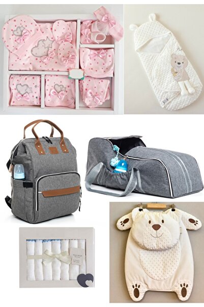 Sahra 6 Parça Stil Yenidoğan Doğum Seti-10'lu Hastane Çıkış,kundak,çanta,port...