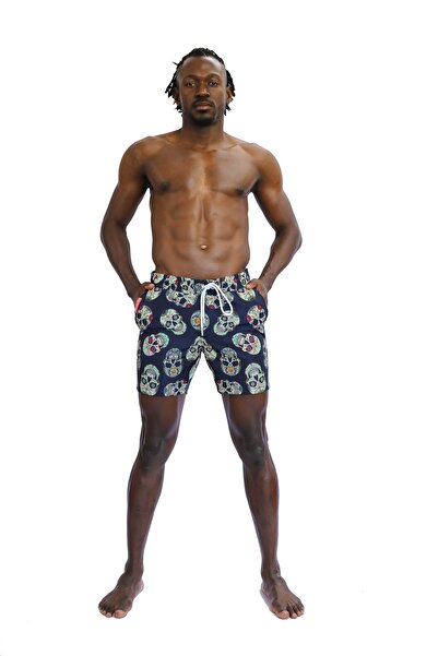 Enzo Stanley Ανδρικό μαύρο σορτς με σχέδιο