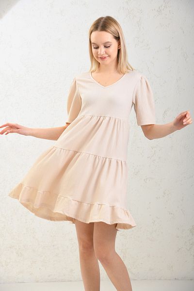 VOLT CLOTHİNG Women's Short Sleeve Seersucker Dress