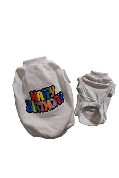 atelyu Cat Dog Outfits Birthday Tshirt Happy Birthday Printed T-Shirt