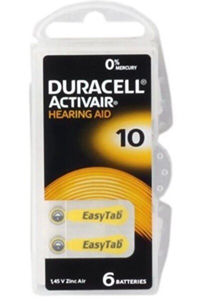 Duracell Activair 10 Numara Kulaklık Pili Işitme Cihazı Pili 1 Paket 6 Lı