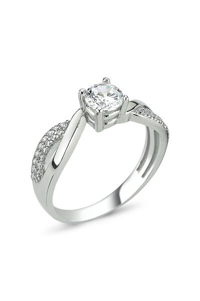 ALYANSEVİM Sarmaşık Model Zirkon Taşlı Tektaş Gümüş Yüzük