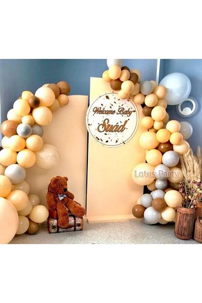LOTUS PARTY 100 Pieces - Balloon Chain Set - Salmon - Gray - Brown Balloon