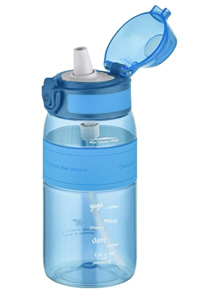 Uzspace زجاجة ماء تريتان من السيليكون سعة 440 مل من Ff مع شفاطة (غير قابلة للمضغ)