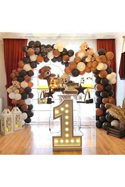 LOTUS PARTY 100 Pieces - Balloon Chain Set -( White - Brown - Caramel Balloon )