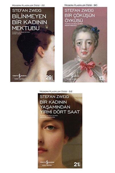 TÜRKİYE İŞ BANKASI KÜLTÜR YAYINLARI Stefan Zweig 3 Kitap Set: Bir Kadının Yaşamından 24 Saat, Bilinmeyen Bir Kadının Mektubu,