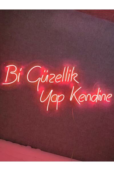 dekoraven Bi Güzellik Yap Kendine Neon Yazı Neon Tabela Dekoratif Aydınlatma(60x30cm)