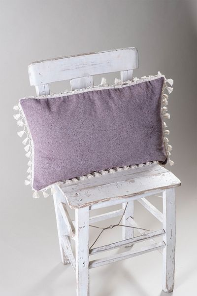 vivamaison Față de pernă cu pompon din bumbac roșu Claret cu design special unic, 35x55 cm