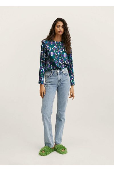 MANGO Woman Μπλούζα Flowy με σχέδιο