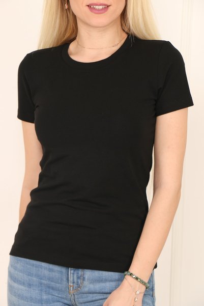 Sıvoza Women's Black Crew Neck Basic T-shirt