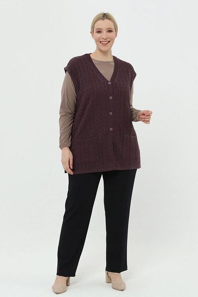 TEK Summer Classic Mercerized Diamond Openwork Large Size Mother Vest with Pockets