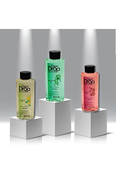Cleandrop 80° 400ml. Üçlü Set. Limon Çiçeği,zeytin Çiçeği,kiraz Çiçeği