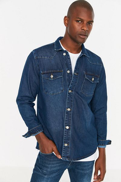 Trendyol Collection Světle námořnická modrá košile Regular Fit Jacket Shirt - TMNSS21CE0273