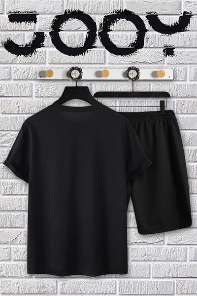 Jooy Company Μαύρο Oversize Tshirt και χτενισμένο βαμβακερό σορτς