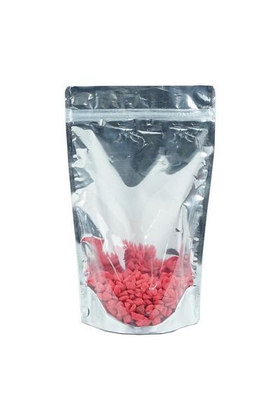 Tezyolla Transparent - Metallized Ziplock Doypack Bag 130*225 (250 Gr) 25 Liters