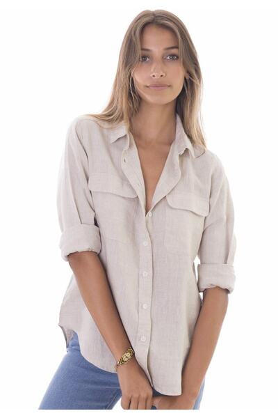 Piola Club Γυναικείο λινό πουκάμισο Relax Fit