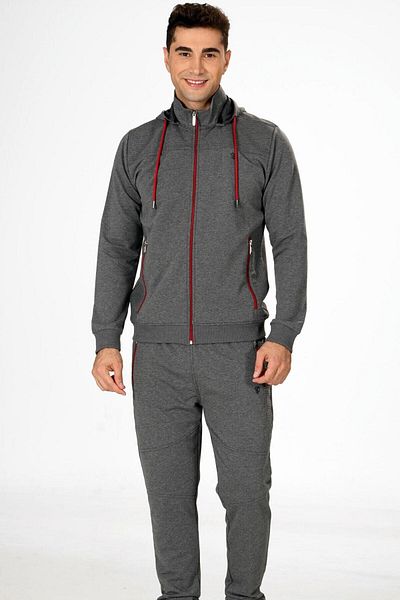Marco Ferry Anthracite Men's Half Turtleneck, Tracksuit Suit, Can Be Paired, Lover Suit