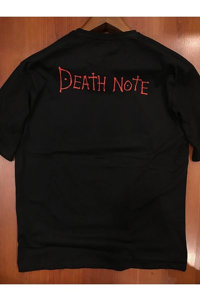 Orijin Tekstil Death Note Front Back Printed Oversize Black Tshirt