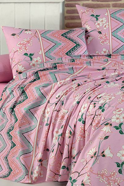 Evlen Home Collection طقم ملاءات مزدوجة 100% قطن منقوش بمسحوق لوغان الداكن