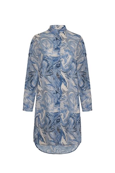 AQUELLA Φόρεμα Indigo Shirt - Μοτίβο ακουαρέλας