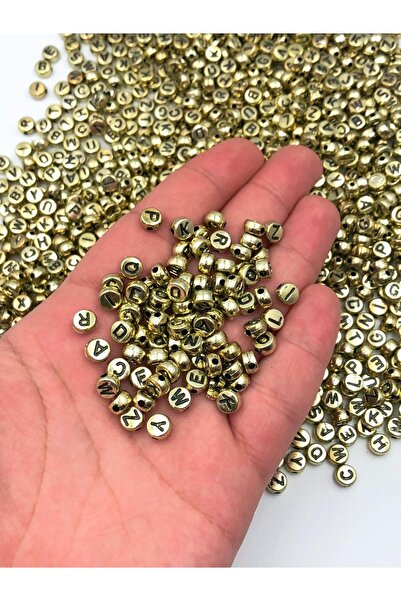 ella'nın çarşısı Mărgele cu litere, 5 X 5 mm, mărgele plate cu litere negre p...