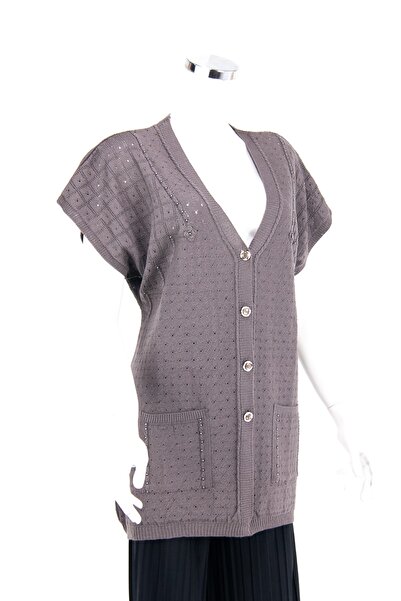 Oppland Жіночий сезонний жилет з ґудзиками, двома кишенями, рукавами-крилами, прямим кроєм, з мерсеризованої тканини